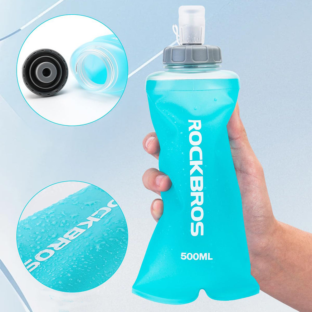 Rockbros 35210027001 soft flask running water bottle 500 ml - light blue_2