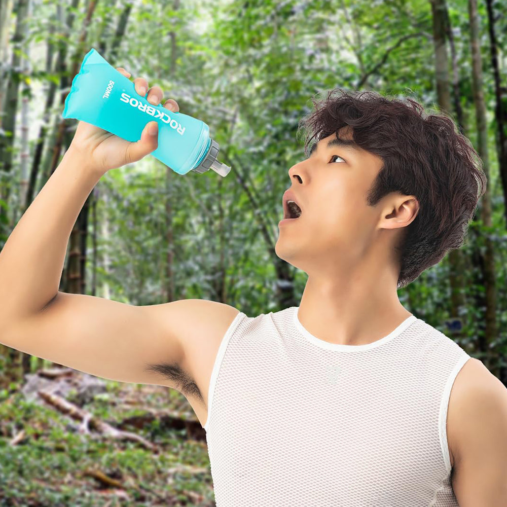 Rockbros 35210027001 soft flask running water bottle 500 ml - light blue_5
