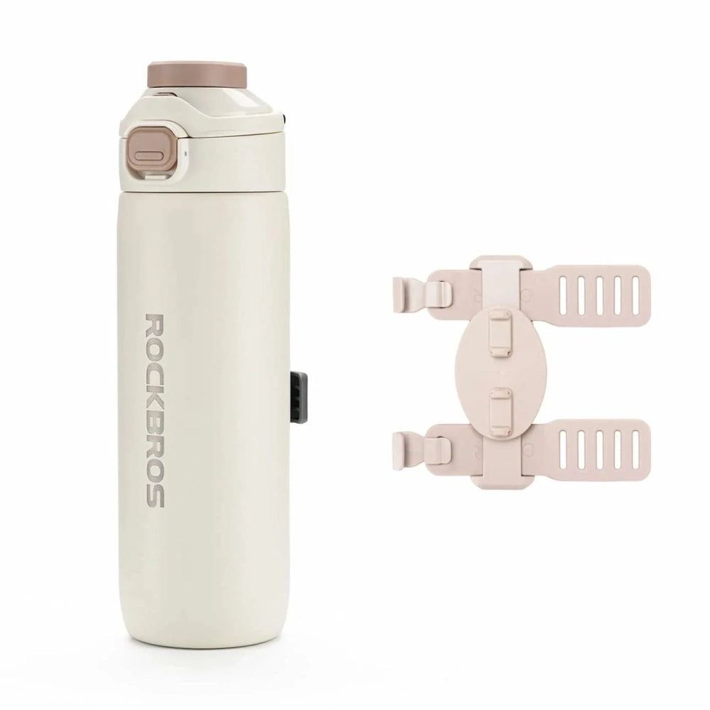 Rockbros S550H-1 700 ml Thermal Bottle with Magnetic Holder and Mounting Strap - Beige_0