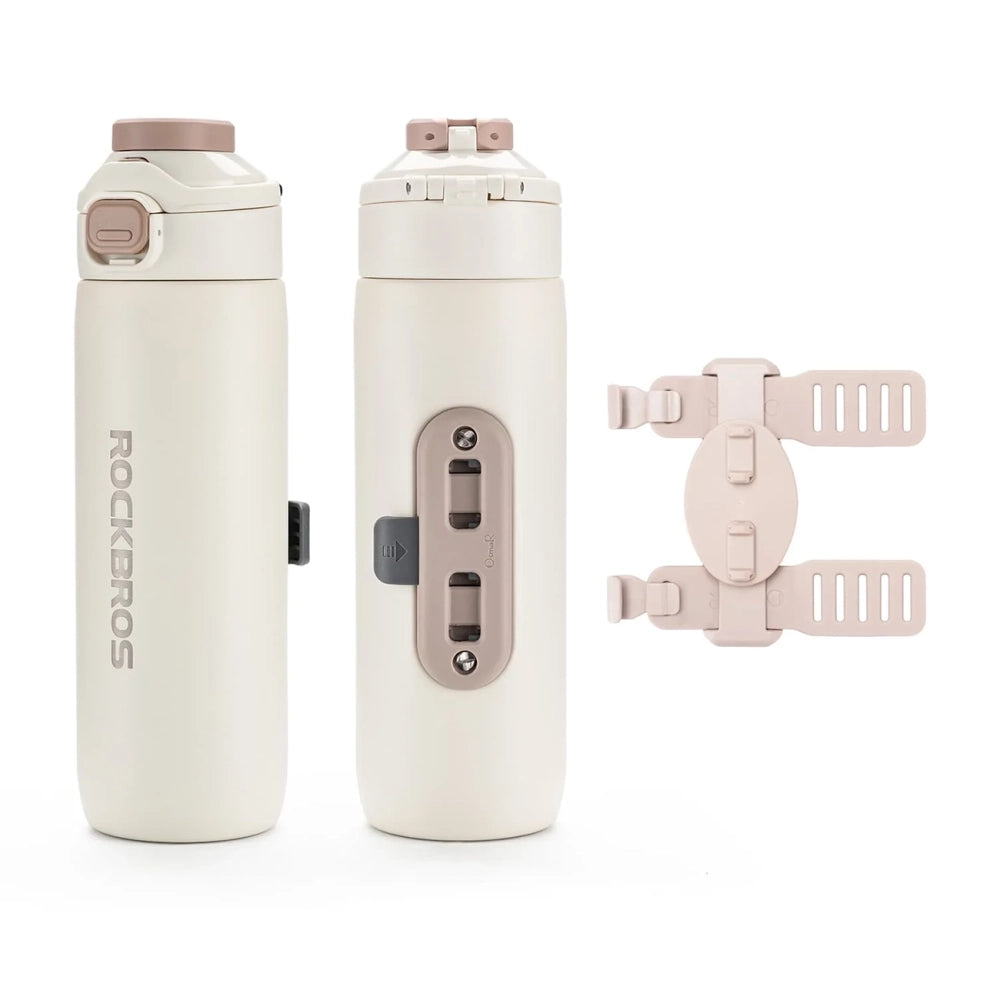 Rockbros S550H-1 700 ml Thermal Bottle with Magnetic Holder and Mounting Strap - Beige_1
