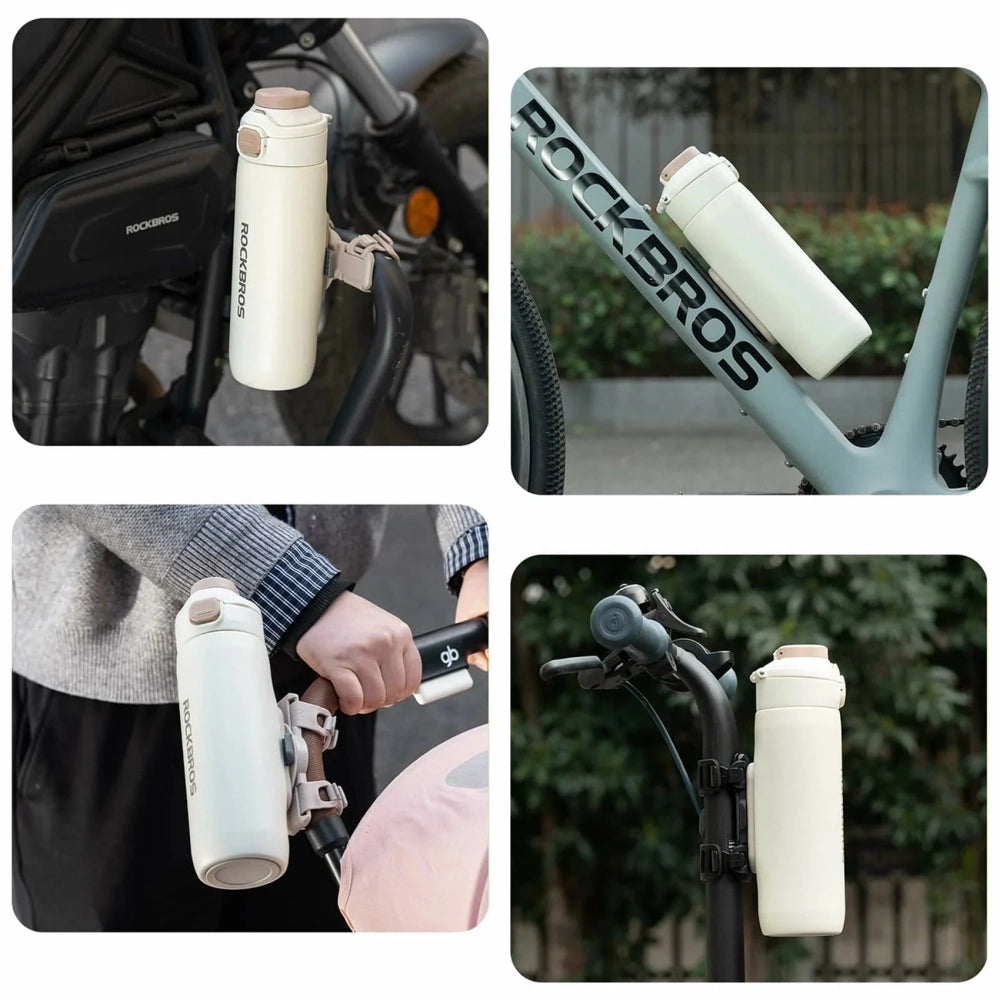 Rockbros S550H-1 700 ml Thermal Bottle with Magnetic Holder and Mounting Strap - Beige_7