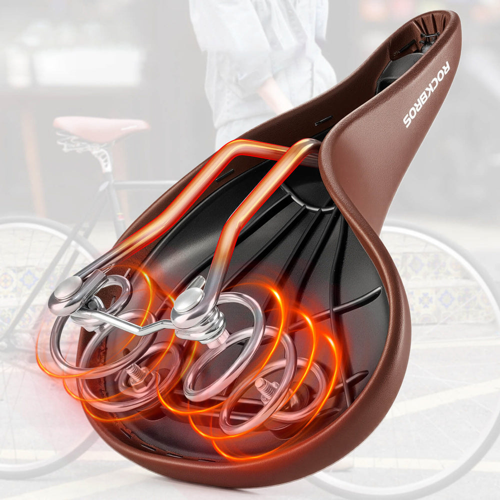 Rockbros 6800S retro comfort bicycle saddle - brown_8