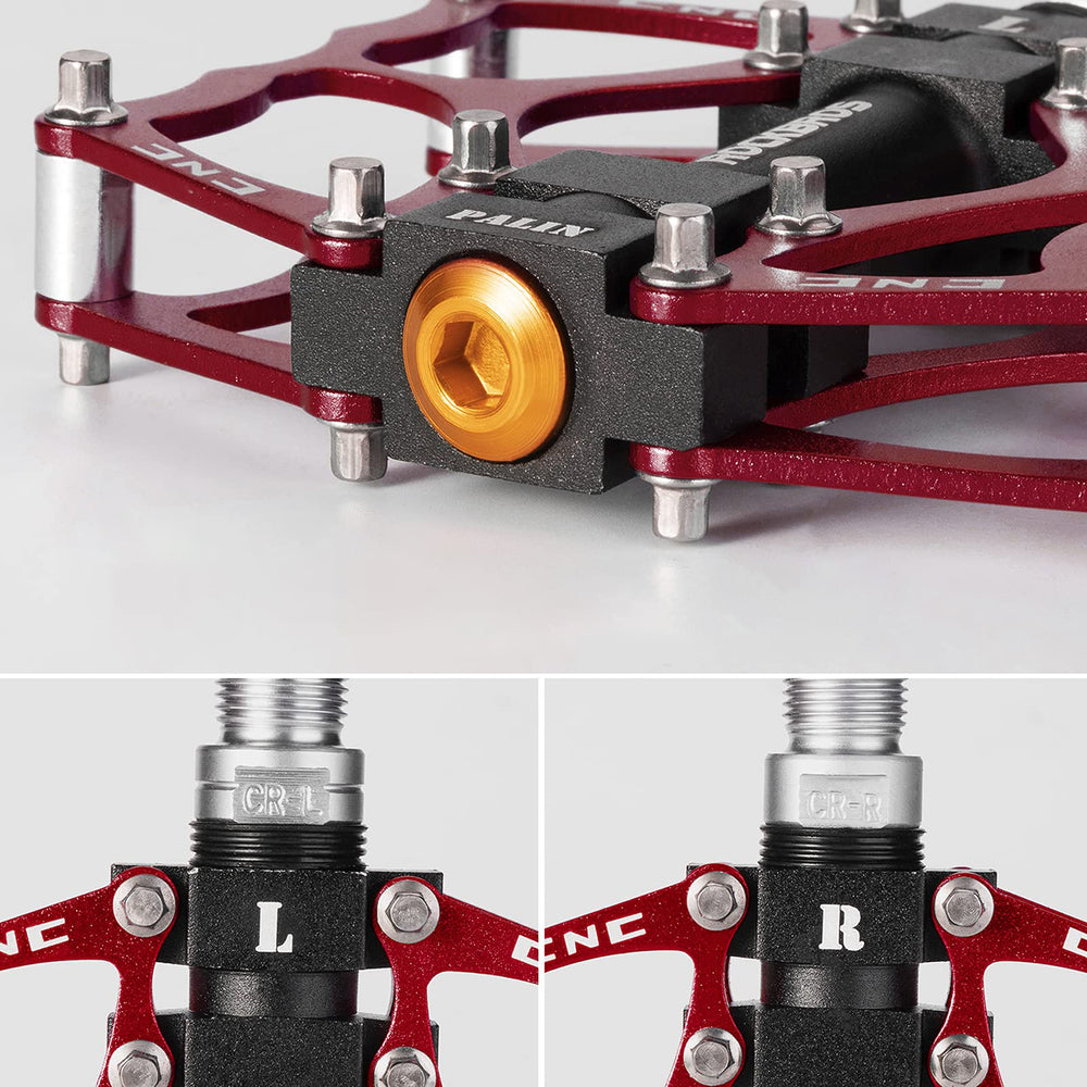 Rockbros JT201012LR 2010-12L Aluminum Platform Bicycle Pedals - Red_5