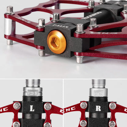 Rockbros JT201012LR 2010-12L Aluminum Platform Bicycle Pedals - Red_5
