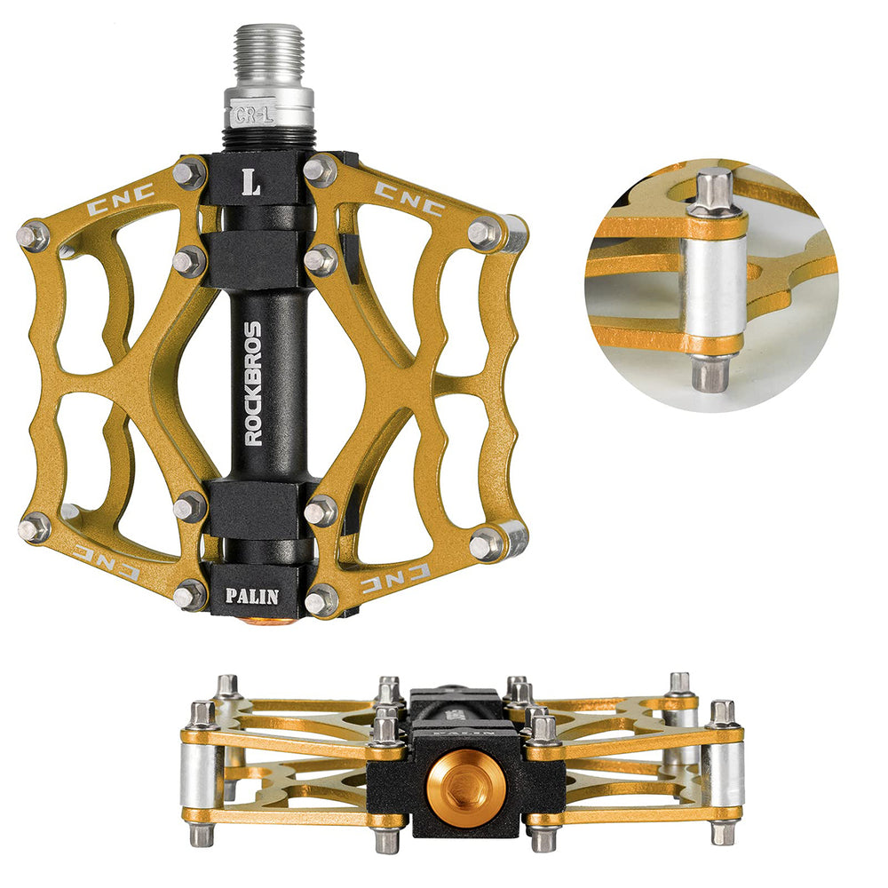 Rockbros JT201012LG 2010-12L Aluminum Platform Bicycle Pedals - Gold_3