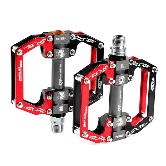 Rockbros 2010-12SBKR Aluminum Bicycle Pedals with Sealed Bearings - Black and Red_0