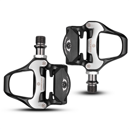 Rockbros LP-RD2BK Shimano SPD-SL Road Pedals with Yellow Cleats - Black and Silver_1