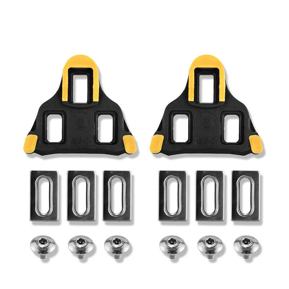 Rockbros LP-RD2BK Shimano SPD-SL Road Pedals with Yellow Cleats - Black and Silver_5