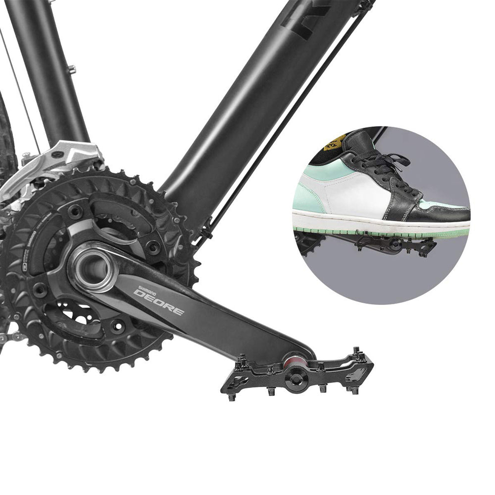 Rockbros 2020-12BBK Platform Aluminum Bicycle Pedals - Black_1