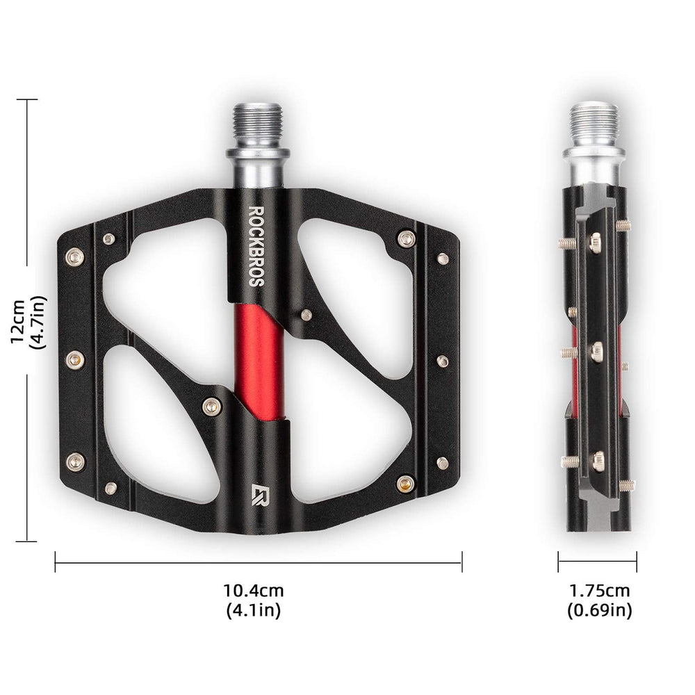 Rockbros 2020-12BBK Platform Aluminum Bicycle Pedals - Black_8