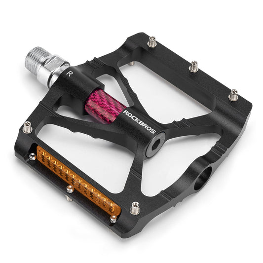 Rockbros K307PT Aluminum Reflective Platform Bicycle Pedals - Black_0