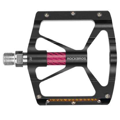 Rockbros K307PT Aluminum Reflective Platform Bicycle Pedals - Black_1