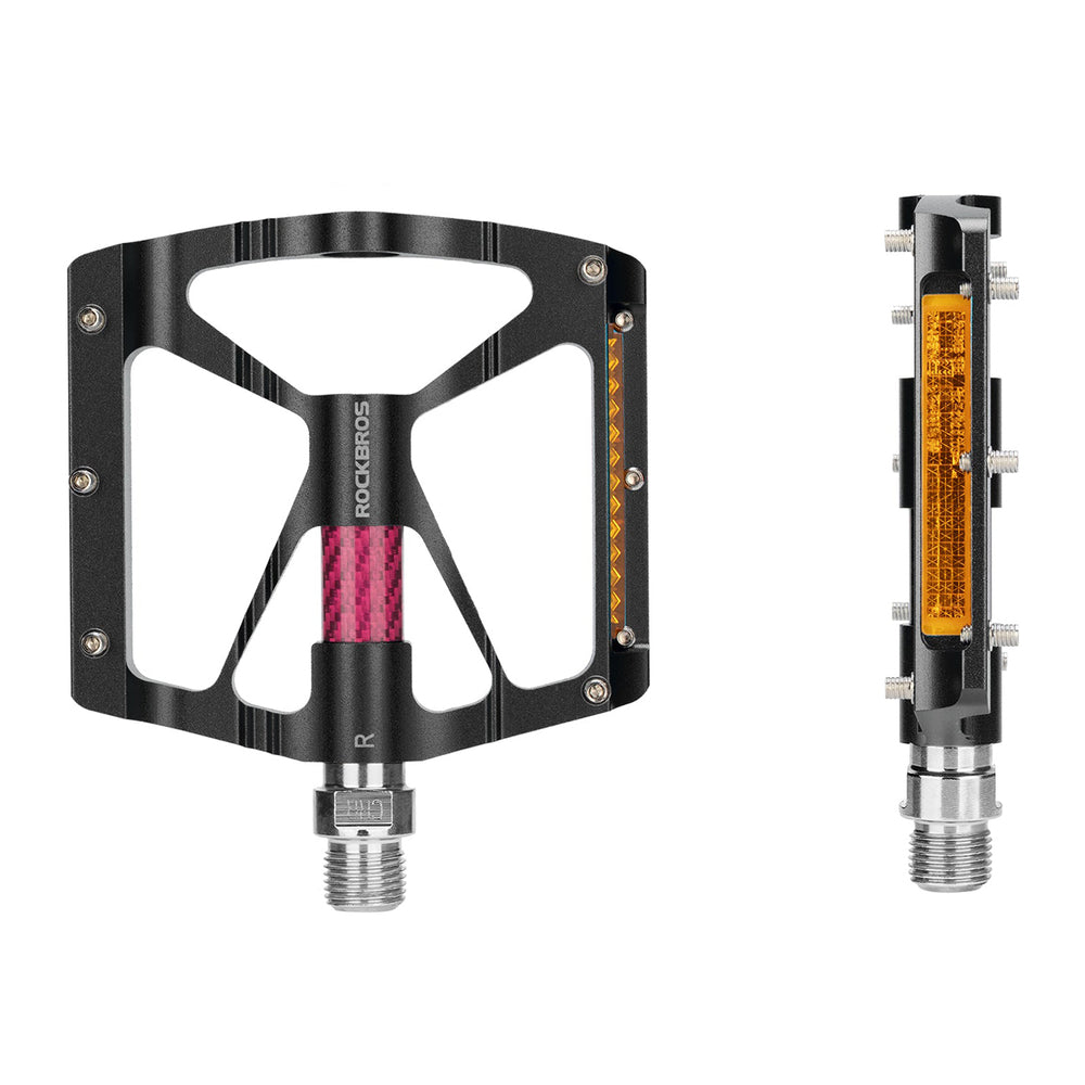 Rockbros K307PT Aluminum Reflective Platform Bicycle Pedals - Black_2