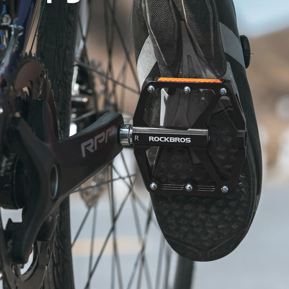 Rockbros K371 Reflective Aluminum Bicycle Pedals with Sealed Bearings - Black_4