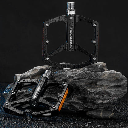 Rockbros K371 Reflective Aluminum Bicycle Pedals with Sealed Bearings - Black_6