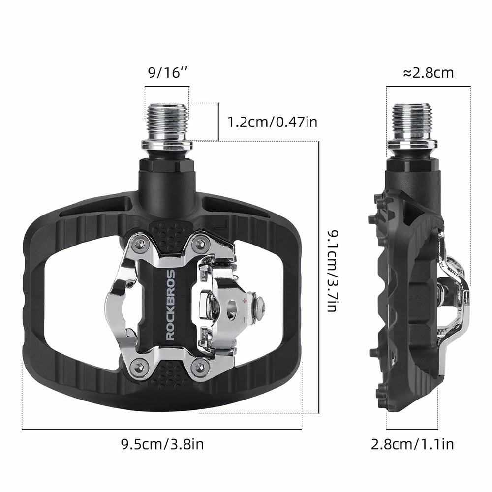 Rockbros PD303 Half-Lock Platform Bicycle Pedals - Black_1