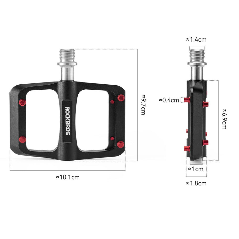 Rockbros BP2603 Platform Bicycle Pedals with Titanium Axle and Magnesium Alloy Bearings - Black_1