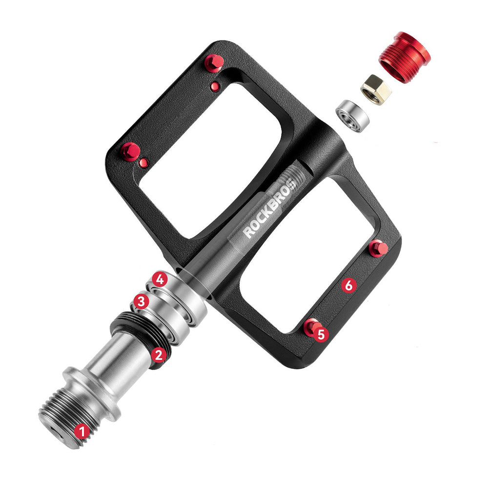 Rockbros BP2603 Platform Bicycle Pedals with Titanium Axle and Magnesium Alloy Bearings - Black_2