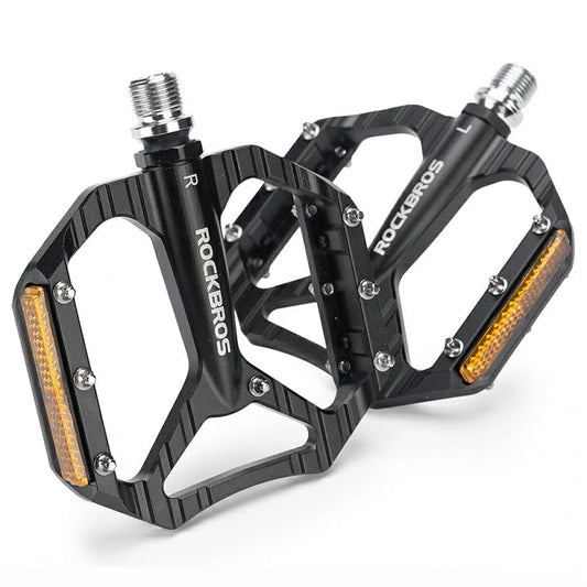 Rockbros C700 Reflective Aluminum Platform Bicycle Pedals - Black_0