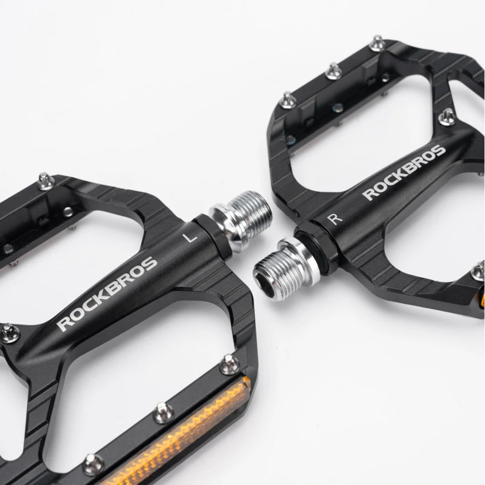 Rockbros C700 Reflective Aluminum Platform Bicycle Pedals - Black_1