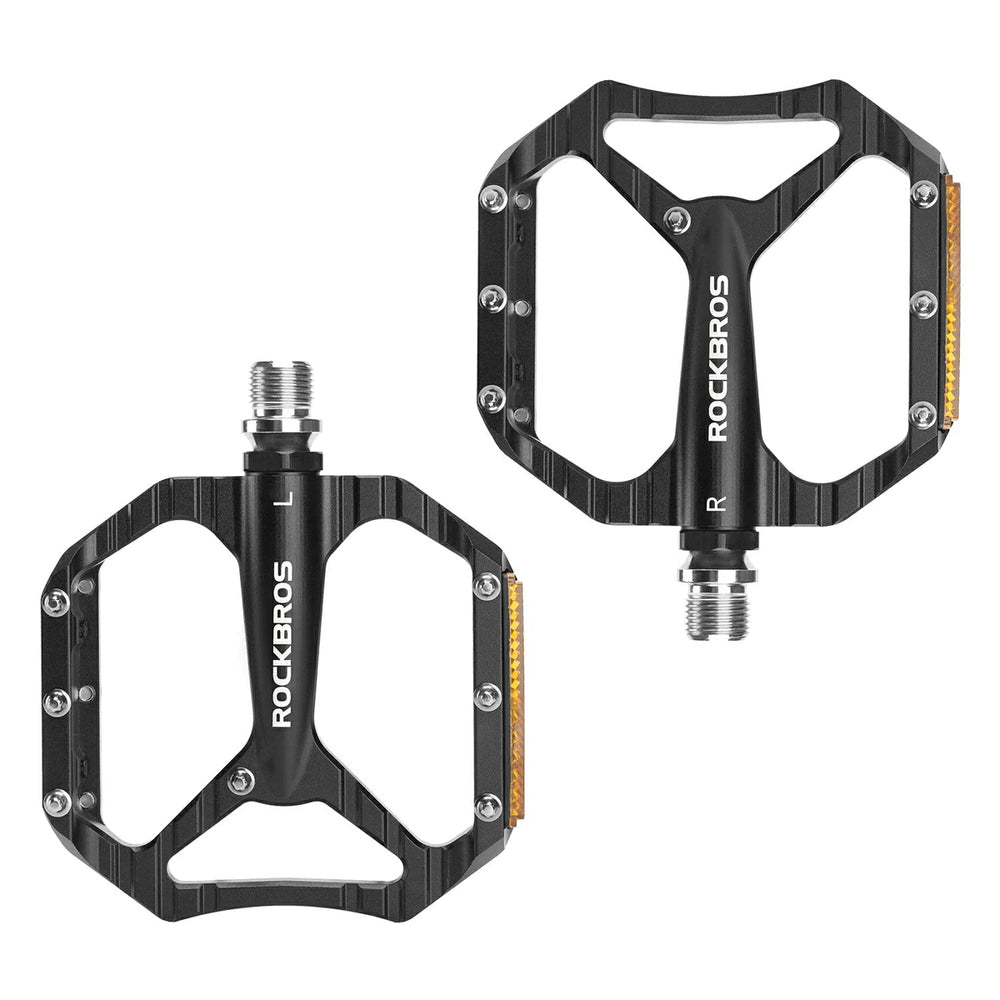 Rockbros C700 Reflective Aluminum Platform Bicycle Pedals - Black_2