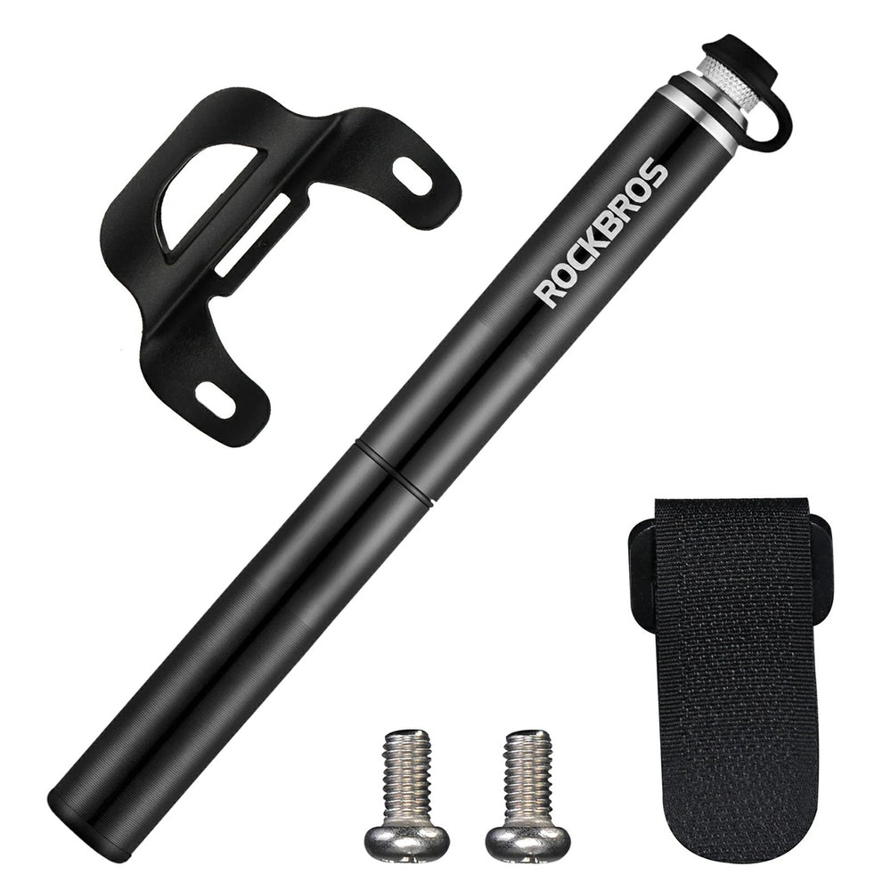 Rockbros JG-PB-004 lightweight bicycle pump with pressure gauge - black_0
