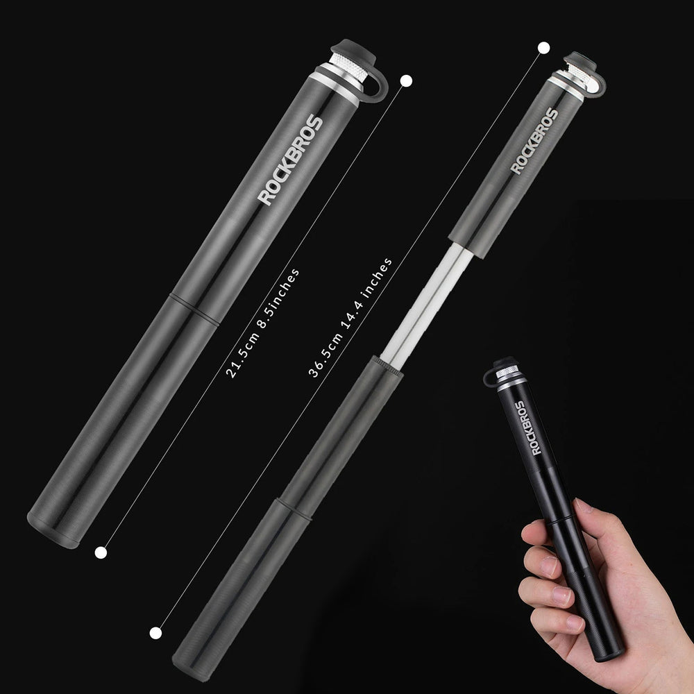 Rockbros JG-PB-004 lightweight bicycle pump with pressure gauge - black_3