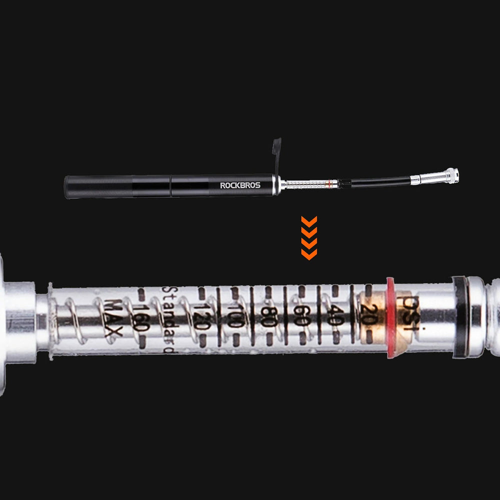 Rockbros JG-PB-004 lightweight bicycle pump with pressure gauge - black_4