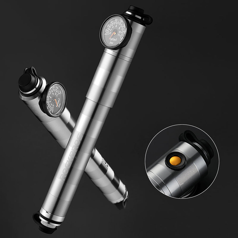 Rockbros HQ-67A-L03 Bicycle Pump with Pressure Gauge - Silver_1