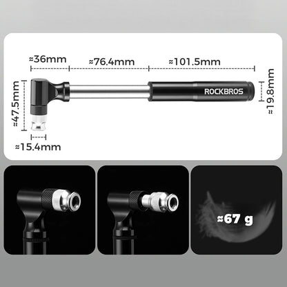 Rockbros JG-PB-11 130 PSI Bicycle Pump with Handle and Ball Needle - Black_2