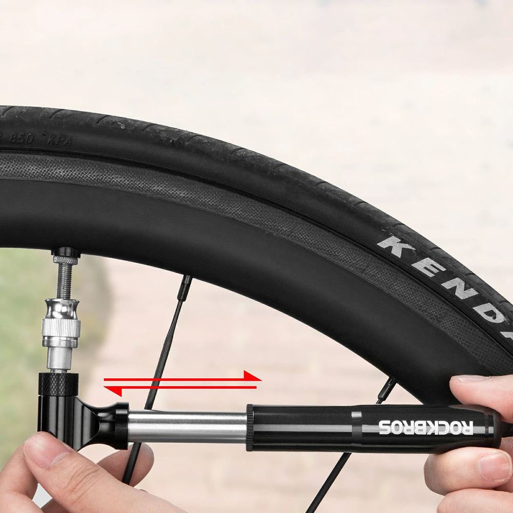 Rockbros JG-PB-11 130 PSI Bicycle Pump with Handle and Ball Needle - Black_4