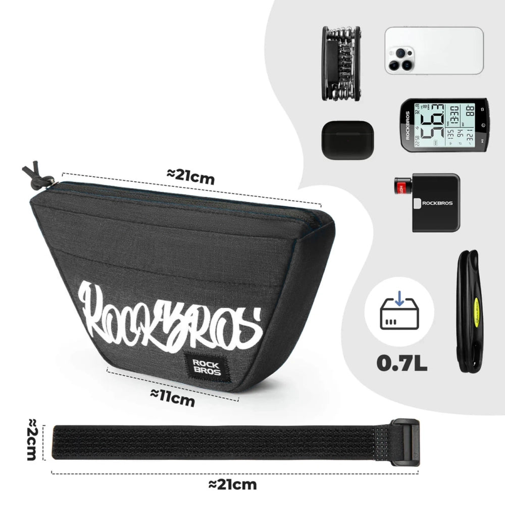 Rockbros G011 Flash Journey trapezoidal handlebar bike bag 0.7 l - black_1