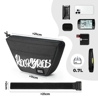 Rockbros G011 Flash Journey trapezoidal handlebar bike bag 0.7 l - black_1