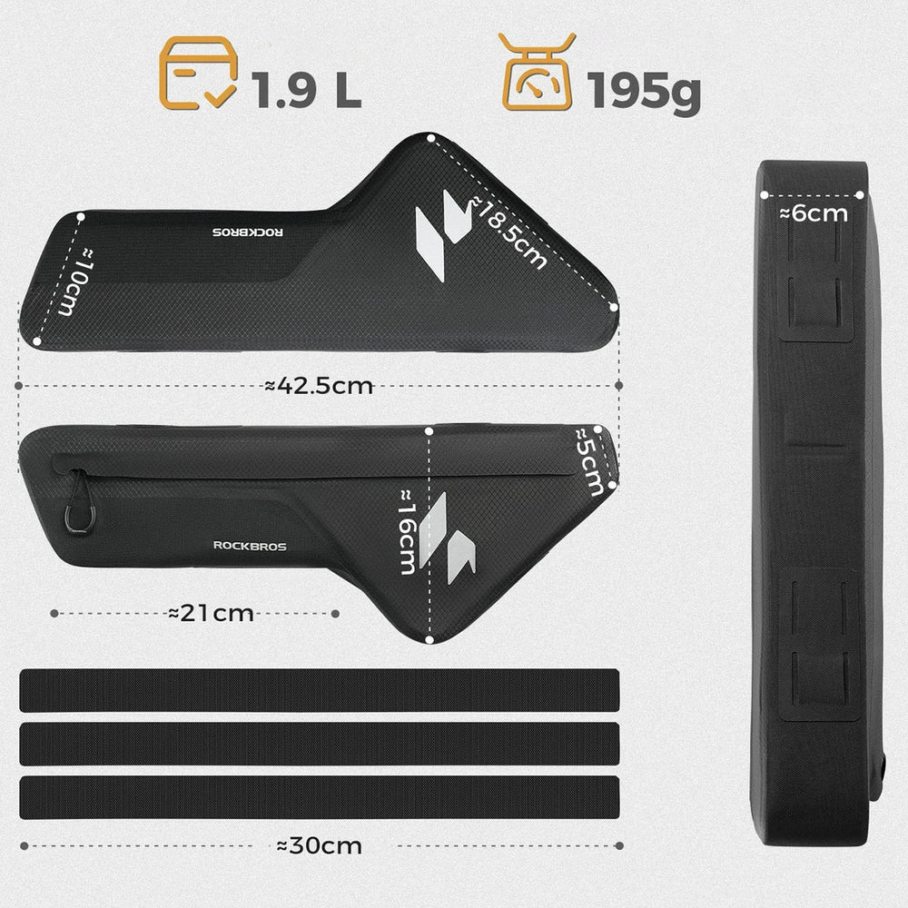 Rockbros AS-152 Down Tube Bike Bag Waterproof 1.9L - Black_6
