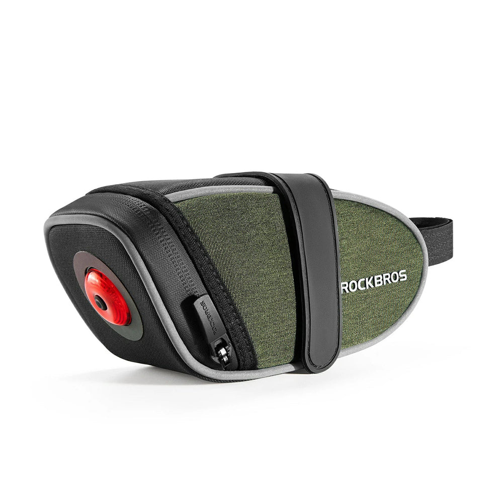 Rockbros C52-2 lightweight saddle bag with 250 mAh lighting - green_0