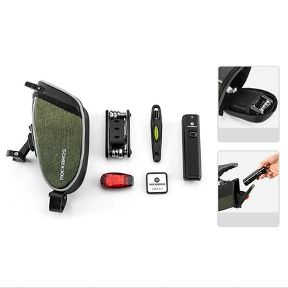 Rockbros C52-2 lightweight saddle bag with 250 mAh lighting - green_4