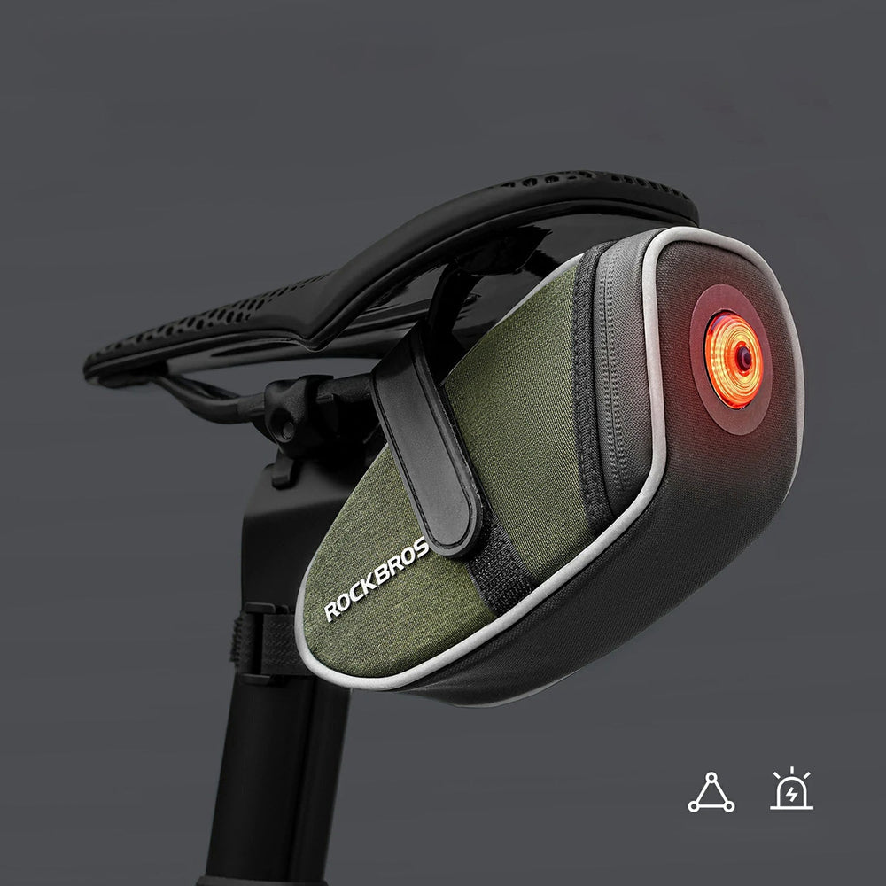 Rockbros C52-2 lightweight saddle bag with 250 mAh lighting - green_5