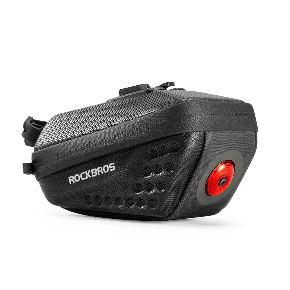 Rockbros C59 Hard Shell Saddle Bag with 250mAh Light - Black_0