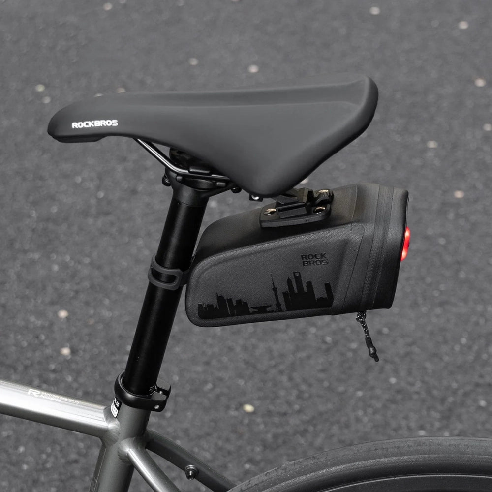 Rockbros AS-141 Lightweight Bicycle Seat Bag with Smart Rear Light - Black_10