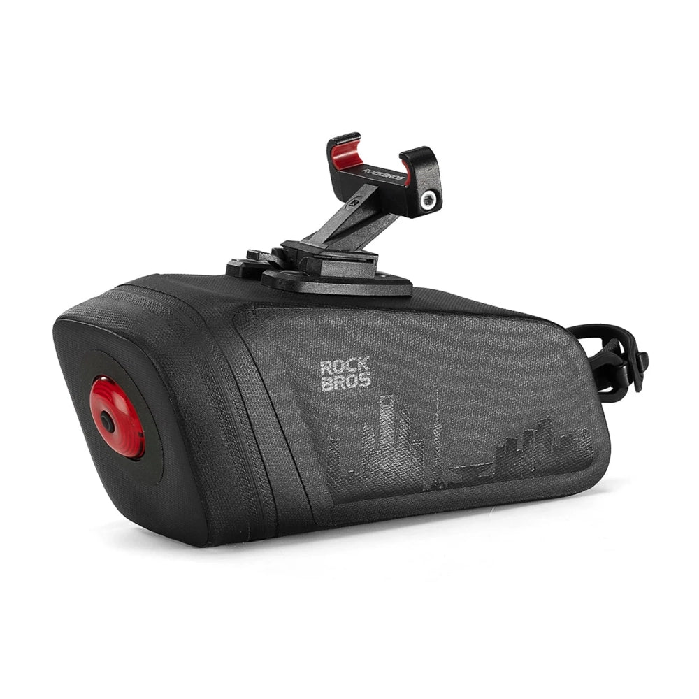 Rockbros AS-141 Lightweight Bicycle Seat Bag with Smart Rear Light - Black_1
