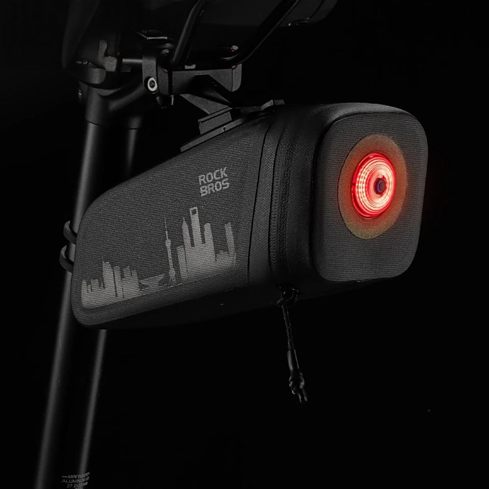 Rockbros AS-141 Lightweight Bicycle Seat Bag with Smart Rear Light - Black_7