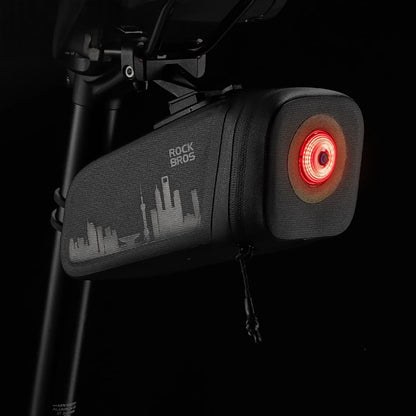 Rockbros AS-141 Lightweight Bicycle Seat Bag with Smart Rear Light - Black_7