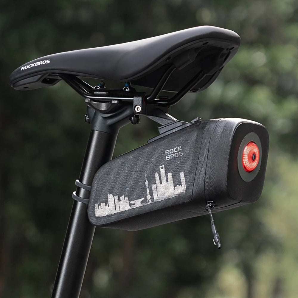 Rockbros AS-141 Lightweight Bicycle Seat Bag with Smart Rear Light - Black_8