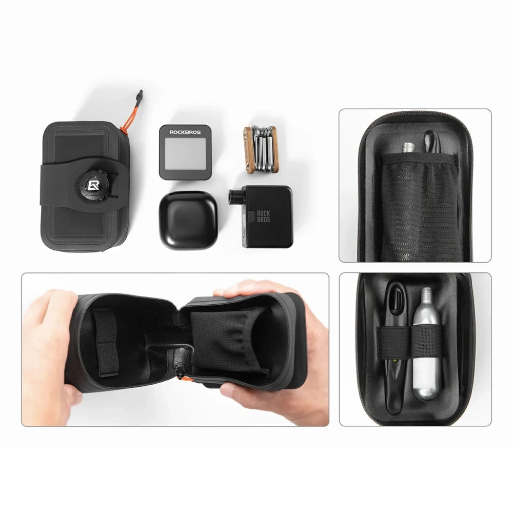 Rockbros AS-150 Waterproof Multifunctional Saddle Bag with Bottle Holder - Black_3
