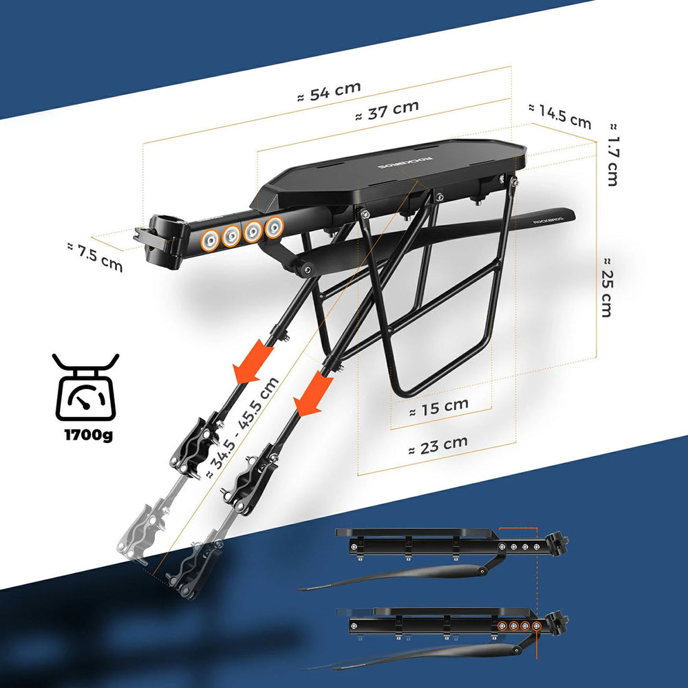 Rockbros RBHJ-1 Black Diamond Bike Rack with Mudguard and Quick Mount for 26-29" Mountain Bikes - Black_4