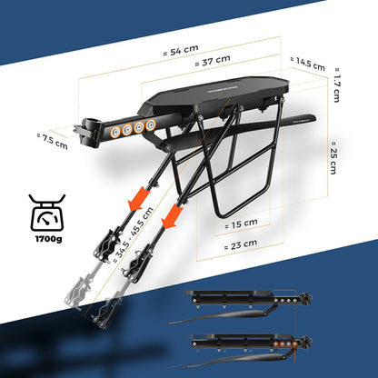 Rockbros RBHJ-1 Black Diamond Bike Rack with Mudguard and Quick Mount for 26-29" Mountain Bikes - Black_4