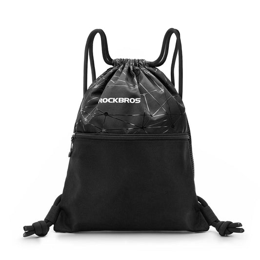 Rockbros D49-2 sports backpack bag with drawstring, zipper pocket and ventilated back 9 l - black_0