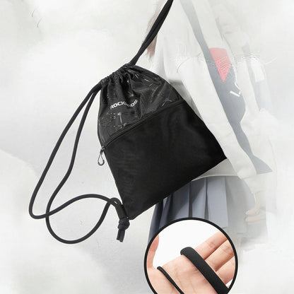Rockbros D49-2 sports backpack bag with drawstring, zipper pocket and ventilated back 9 l - black_2