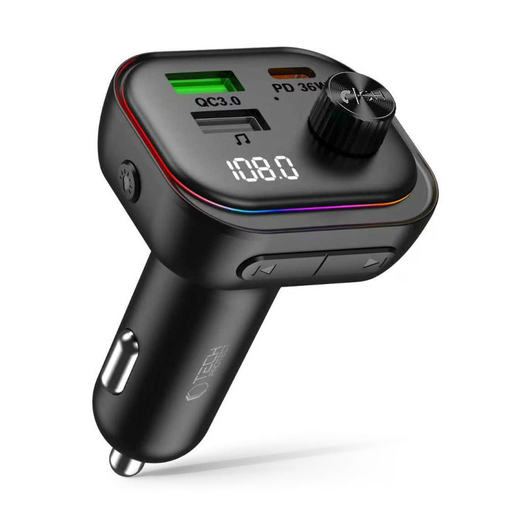 Tech-Protect CC07 3-Port PD 54W Car Charger + Bluetooth FM Transmitter - Black_1