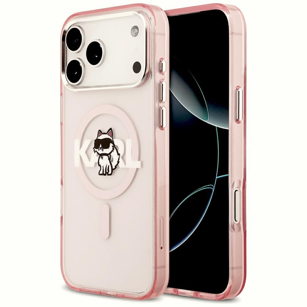 Etui Karl Lagerfeld IML Choupette Sketch Logo MagSafe na iPhone 17 Pro Max - różowe_0